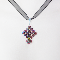 Pendant 45cm - Theophanie-Black Organza - Pendant 45cm - Laiton argenté